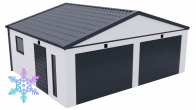 Zateplená montovaná dvojgaráž se sedlovou střechou