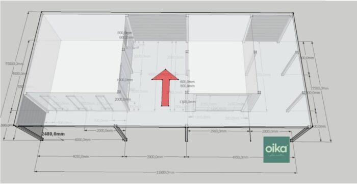 Montované zahradní domky s přístřešky a hotovou bílou omítkou