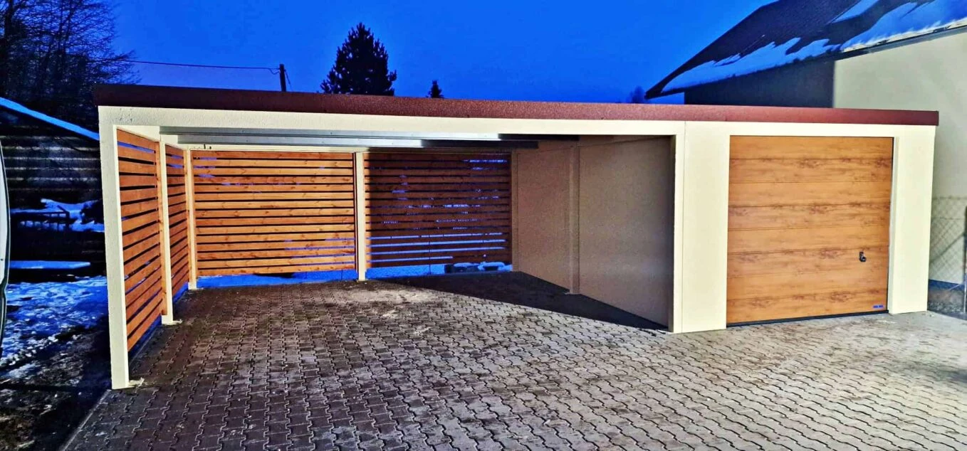 Montovaná garáž s prístreškom 3x5m