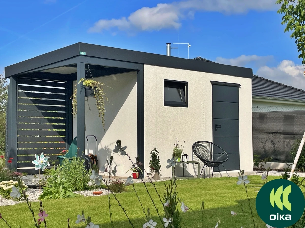 Zahradní domek s přístřeškem 5 x 2,56 m