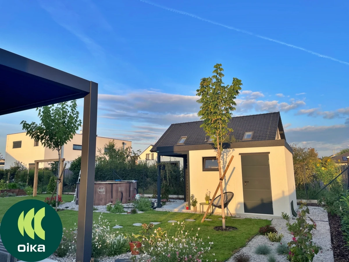 Zahradní domek s přístřeškem 5 x 2,56 m